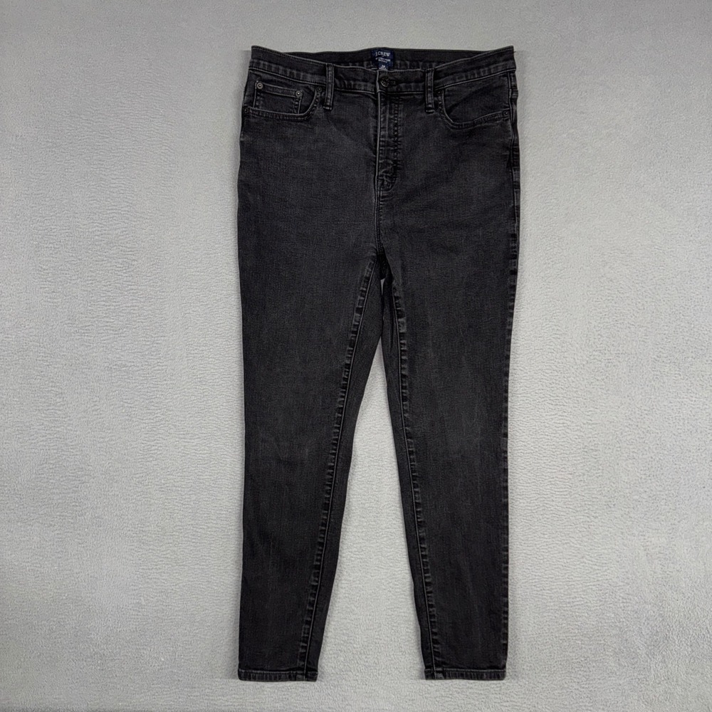 J Crew Jeans Womens 32 Black High Rise Skinny Ankle Stretch Denim Cotton Blend